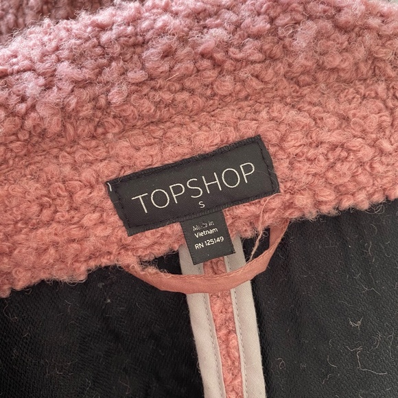 Topshop Pink Boucle Teddy Coat - Picture 6 of 7